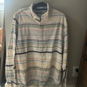 Blue and Green Casual Button Down Shirt with Relaxed Fit